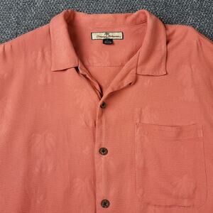 Tommy Bahama Shirt Mens XL 100% Silk Vintage Orange Floral Palm Outdoors Camp